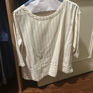 Eileen Fisher navy pin strip great top